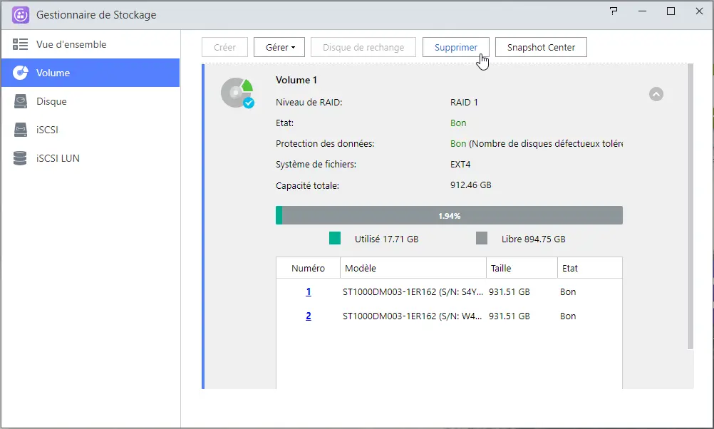 Asustor - Passer d'une partition EXT4 vers BTRFS