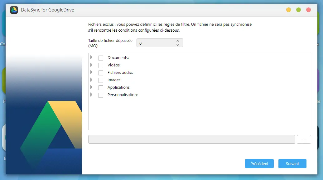 Asustor - DataSync for Google Drive choix exclusion