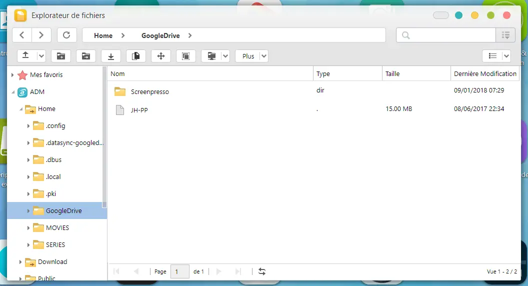 Asustor - DataSync for Google Drive explorateur
